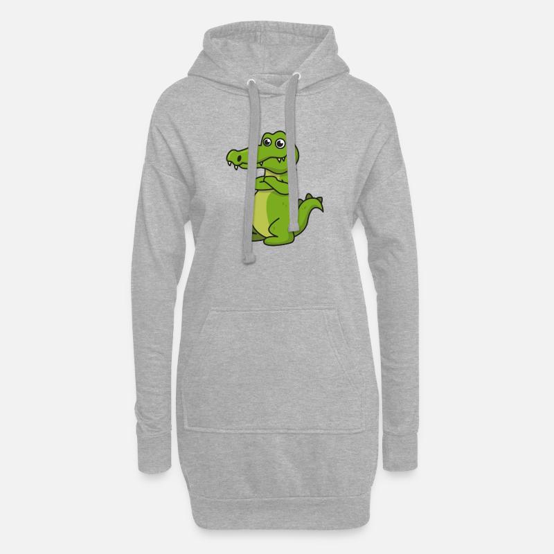 Krokodil Comic Geschenk Kroko Kind Echse Tier Nil - Hoodie-Kleid - Grau meliert