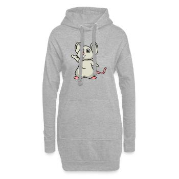 Maus Comic Mäuse Geschenk Haustier Tier niedlich - Hoodie-Kleid - Grau meliert - Vorne