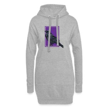 Rabe - Krähe - Kolkrabe - Hoodie-Kleid - Grau meliert - Vorne