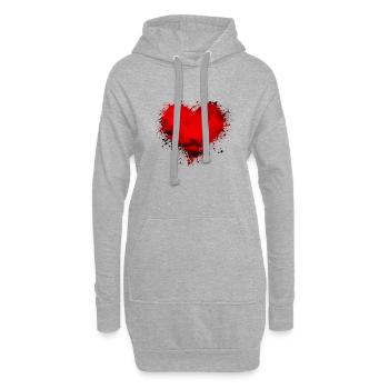 Herzsturm Splatter Fleck Splash Spritzer Herz - Hoodie-Kleid - Grau meliert - Vorne