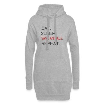 Bien-être des animaux - Mangez. Sommeil. Enregistrer les animaux. Répétez. - Sweat-shirt à capuche long Femme - gris chiné - Devant