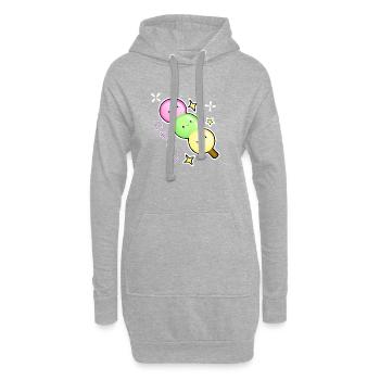 Kawaii Hanami Dango Reisbällchen in rot grün gelb - Hoodie-Kleid - Grau meliert - Vorne