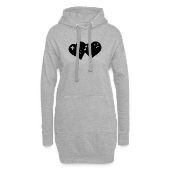 coeur comique - Sweat-shirt à capuche long Femme - gris chiné - Devant