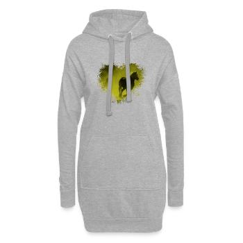 Pferde Reiten Splatter Fleck Splash Spritzer Herz - Hoodie-Kleid - Grau meliert - Vorne