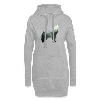 Der Wolf ist der Wald - Hoodie-Kleid - Grau meliert - Vorne