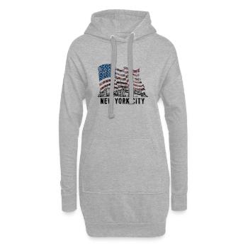Drapeau de la ville de New York - Sweat-shirt à capuche long Femme - gris chiné - Devant