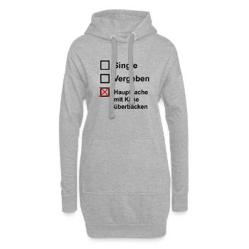 Single Vergeben Hauptsache mit Käse überbacken - Hoodie-Kleid - Grau meliert - Vorne
