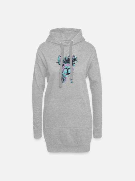 Alpaka Llama Purple - Hoodie-Kleid - Grau meliert
