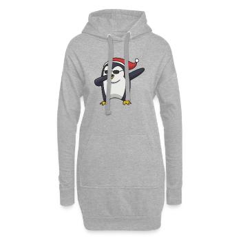 Pinguin dabbing Weihnachten Geschenk Hip Hop cool - Hoodie-Kleid - Grau meliert - Vorne