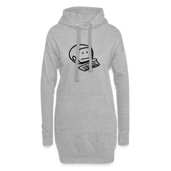 Computer Smiley (Black) - Hoodie Dress - heather grey - Front