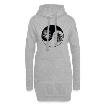 ying yang tree - Sweat-shirt à capuche long Femme - gris chiné - Devant