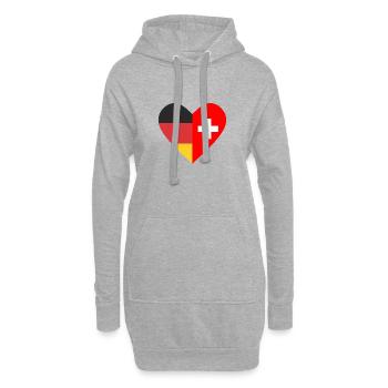 Ein Herz - Deutschland Schweiz - Hoodie-Kleid - Grau meliert - Vorne