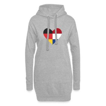 Un coeur - Allemagne Pays-Bas - Sweat-shirt à capuche long Femme - gris chiné - Devant