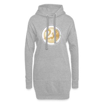 Pièce de 2 euros - Sweat-shirt à capuche long Femme - gris chiné - Devant