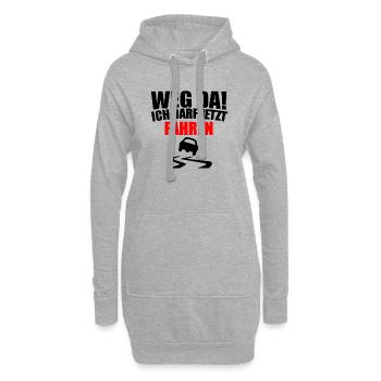 Weg da! Ich darf jetzt FAHREN! Auto Führerschein - Hoodie-Kleid - Grau meliert - Vorne