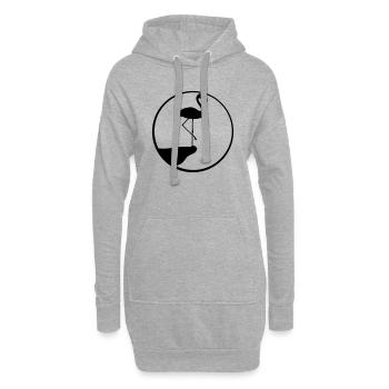 cercle de lune tour de falaise silhouette contour de flamant - Sweat-shirt à capuche long Femme - gris chiné - Devant