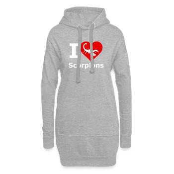 I love scorpions, Skorpione weiß, rotes Herz - Hoodie-Kleid - Grau meliert - Vorne
