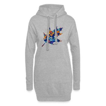 Feuilles d'automne - Sweat-shirt à capuche long Femme - gris chiné - Devant