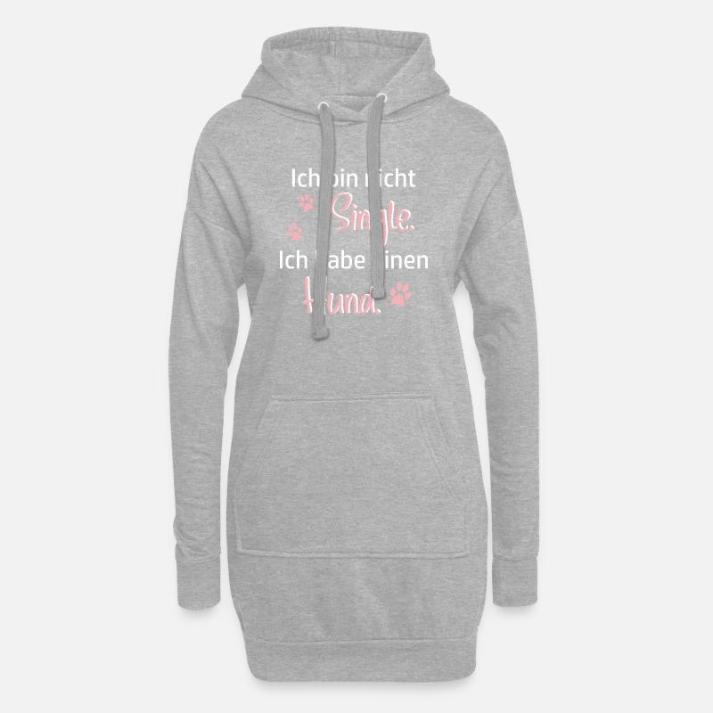Hund Hunde Single Pfote Spruch Geschenkidee - Hoodie-Kleid - Grau meliert