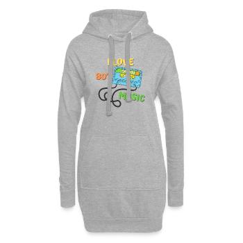 J'aime la musique des années 80 musique années cadeau geek années - Sweat-shirt à capuche long Femme - gris chiné - Devant