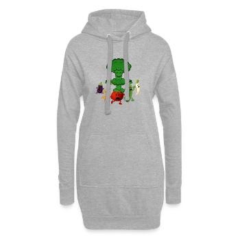 Brokkoli Super-Food - Hoodie-Kleid - Grau meliert - Vorne