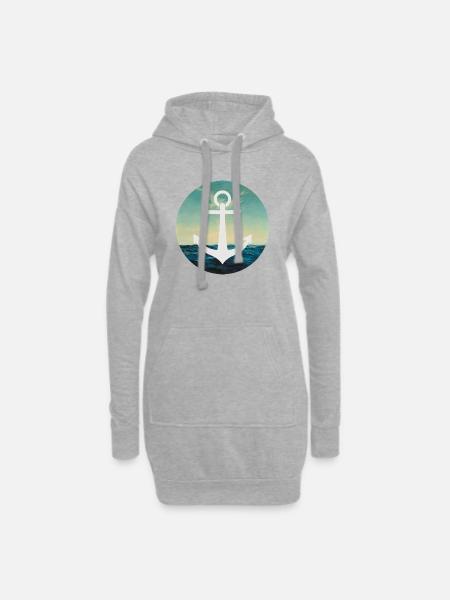 Meer Kreisrund / Sea circular - Hoodie-Kleid - Grau meliert