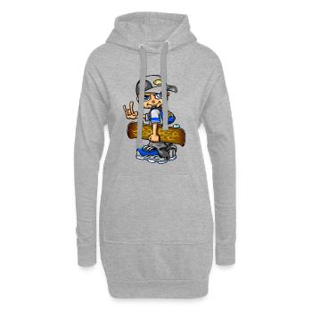Garçon de patineur et flammes - Sweat-shirt à capuche long Femme - gris chiné - Devant
