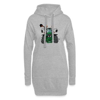 0175 tracteur vert - Sweat-shirt à capuche long Femme - gris chiné - Devant