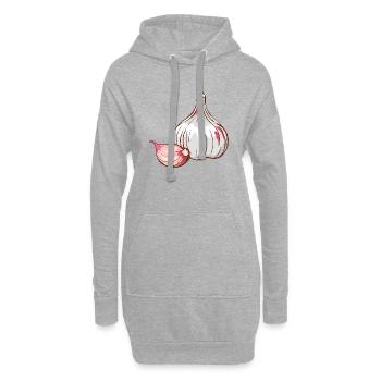 Knoblauch Knoblauchzehe Zehe Gewürze - Hoodie-Kleid - Grau meliert - Vorne