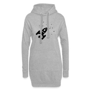 Fusée étoiles espace - Sweat-shirt à capuche long Femme - gris chiné - Devant