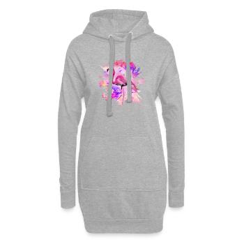 Flamingo - Sweat-shirt à capuche long Femme - gris chiné - Devant