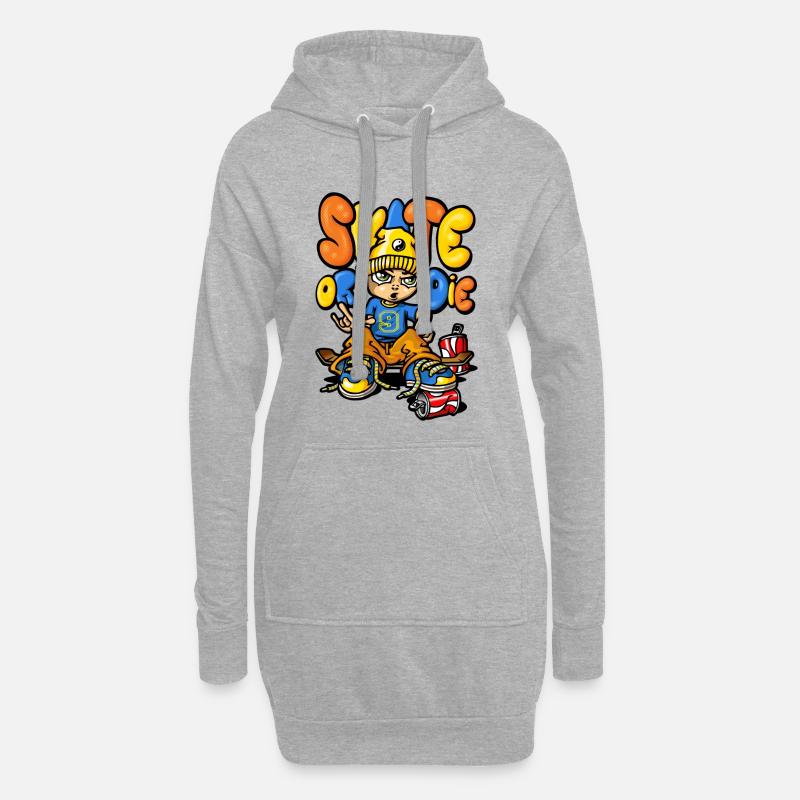 Skateboard and graffitis - Sweat-shirt à capuche long Femme - gris chiné