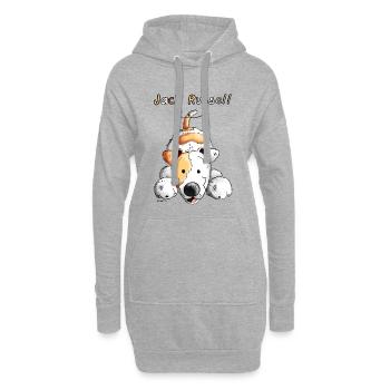 Verspielter Jack Russell - Hoodie-Kleid - Grau meliert - Vorne
