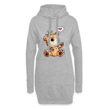 Love Ours - Comique - Mignon - Coeur - Sweat-shirt à capuche long Femme - gris chiné - Devant