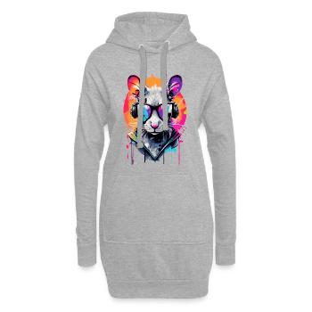 Känguru Farbenfroh - Retro Kangaroo Sonnenbrille - Hoodie-Kleid - Grau meliert - Vorne