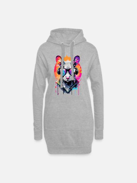 Känguru Farbenfroh - Retro Kangaroo Sonnenbrille - Hoodie-Kleid - Grau meliert