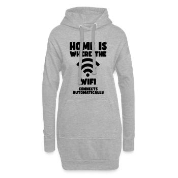 Zuhause ist der Ort, an dem sich das WLAN automatisch verbindet* - Hoodie-Kleid - Grau meliert - Vorne