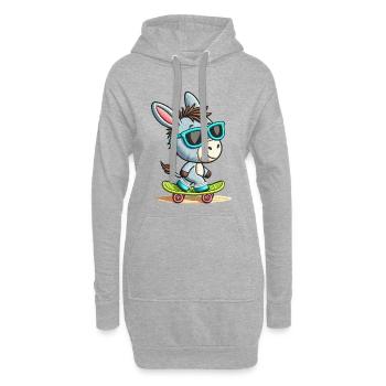 Coole Skater-Esel-T-Shirt - Hoodie-Kleid - Grau meliert - Vorne