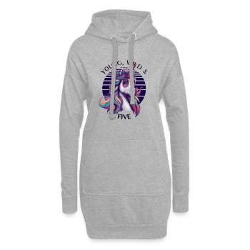 Young, Wild & Five – Einhorn Geburtstag Shirt - Hoodie-Kleid - Grau meliert - Vorne