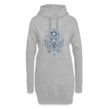 Ornement de pieuvre – Tatouage en bleu clair - Sweat-shirt à capuche long Femme - gris chiné - Devant