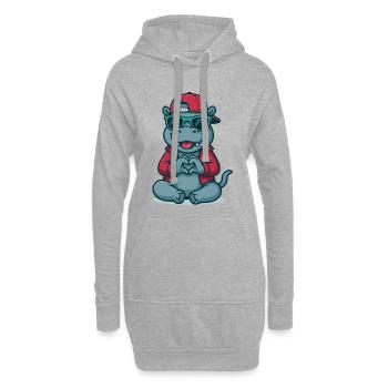 Hippo Heart Style - Hoodie-Kleid - Grau meliert - Vorne