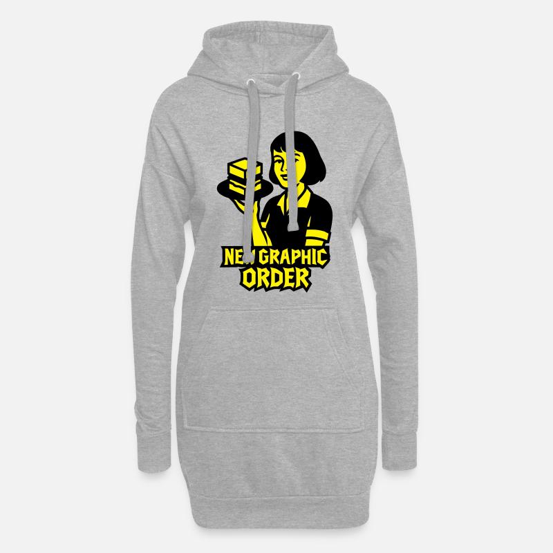 New Graphic Order #1 - Hoodie-Kleid - Grau meliert