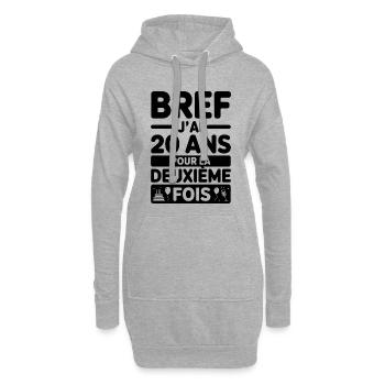 20 ans pour la deuxième fois - Sweat-shirt à capuche long Femme - gris chiné - Devant