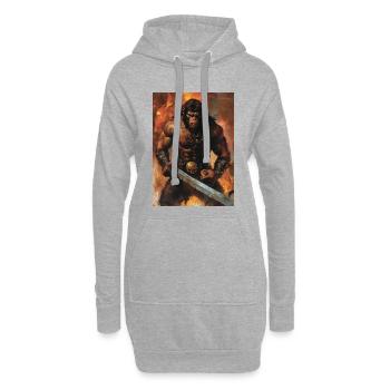 Heavy Metal Affe mit Schwert - Hoodie-Kleid - Grau meliert - Vorne