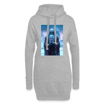 Gruseliger Heiliger mit Geschenk - Hoodie-Kleid - Grau meliert - Vorne