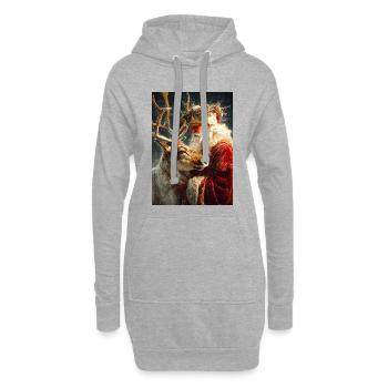 Winterliche Umarmung des Weihnachtsmanns und der Rentiere - Hoodie-Kleid - Grau meliert - Vorne