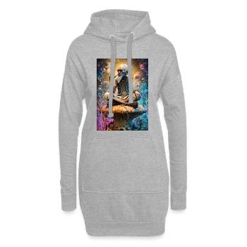Psychedelischer Goblin-Salbei auf Pilz - Hoodie-Kleid - Grau meliert - Vorne