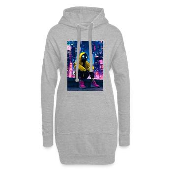 Neon City Maskierter Reiter - Hoodie-Kleid - Grau meliert - Vorne