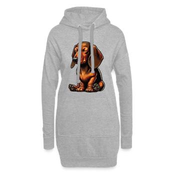 Dackel Dackelbesitzer Dackelliebhaber Dachshund - Hoodie-Kleid - Grau meliert - Vorne