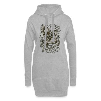 Verziertes geflügeltes Einhorn-Wappen - Hoodie-Kleid - Grau meliert - Vorne
